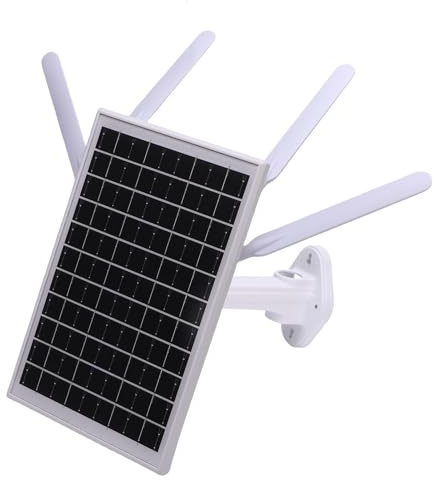 Goshyda Solar Betriebene 4G LTE Modem Router, Wandelt 4G in WiFi(300 Mbit/s) um, Outdoor Wireless & USB Router, Abdeckung 100M-150M, für Hof, Wohnmobil, Farm, Ranch (Schwarze Antennen)