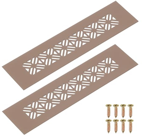 QUARKZMAN 2pcs De Rejillas De Ventilación 200 X 50 Mm / 7.9 X 2 Marrón | De Aleación De Aluminio, Rejilla De Ventilación Rectangular Con Persianas Y Tornillos De Montaje, Para Puerta