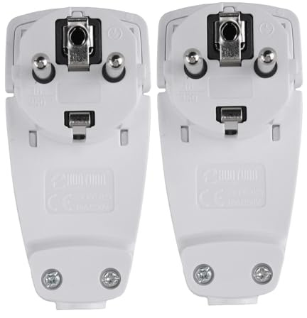 Rastapulz 2 Stück Weißer Schuko-Winkelstecker Flach, Schuko-Flachstecker 250 V (16 A), Schuko-Stecker, Schukostecker Flach, EU-Stecker Ersatzteile Zubehör