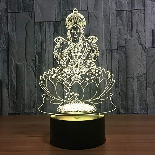 HPBN8 Ltd 3D Buddha Statuen Illusions LED Lampen Tolle 7 Farbwechsel Acryl berühren Tabelle Schreibtisch-Nacht licht mit USB-Kabel für Kinder Schlafzimmer Geburtstagsgeschenke Geschenk