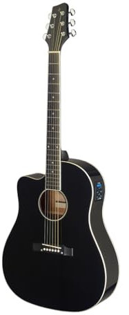 Stagg Cutaway Dreadnought-Gitarre für Linkshänder, Schwarz