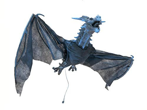 EUROPALMS Halloween Flying Dragon, animiert, blau, 120cm | Animierte Drachenfigur zum Aufhängen