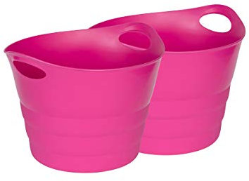 Kreher Set: 2 x Mehrzweckkorb 42 Liter, flexibel und strapazierfähig (Pink)