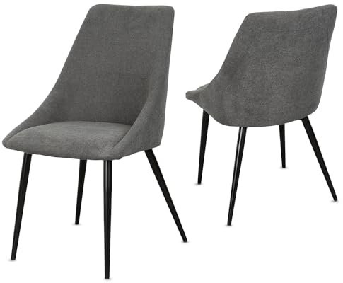 Staboos CH80 Esszimmerstuhle 2er Set Polsterstuhl bis 150 kg - Strapazierbarer Stoff Sessel - Polsterstuhl (Dunklegrau)