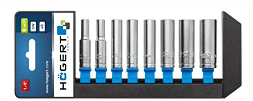 HÖGERT HT1A886 Jeu de clés à douille I Alliage d'acier au chrome vanadium I Jeu de clés à douille I Boîte à outils I Longue Noir/bleu/gris 50 mm Noir/bleu/gris