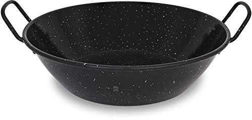 GreaTool Paellera Honda Acero Esmaltado Sartén Honda de Acero Paellera Negro (36 CM)