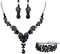 EVER FAITH Kristall Schmuckset Hochzeits Braut Art Deco Floral Teardrop Halskette Ohrringe und Armband Set Schwarz Silber-Ton