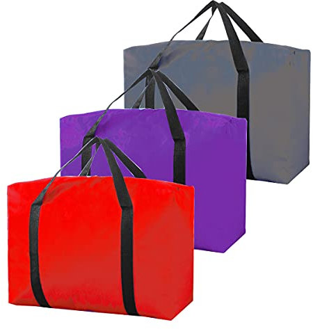 Rowland Harbor Robuste Aufbewahrungsbeutel mit starkem Griff, Reisetasche, Kleidertaschen für Umzug, Reisen, Camping, Festivals, Dekorationen, 3 Packungen