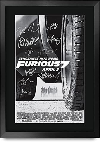 HWC Trading FR A3 Fast & Furious 7 Vin Diesel, Paul Walker, Dwayne Johnson Geschenke, gedrucktes Poster, signiertes Autogrammbild für Film-Fans, A3, gerahmt