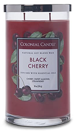 Colonial Candle Große Duftkerze im Glas mit Deckel | Black Cherry | Duftkerze Kirsche | Kerzen mit mehreren Dochten | Kerzen lange Brenndauer (60h) | Kerzen Rot (538g)