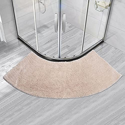 GXFXLP Duschvorleger Halbrund, Weich Duschvorleger Eckdusche, Waschbar Badezimmerteppich für Eckbadewanne, SaugfäHig Bodenteppich für Viertelkreisdusche,Beige