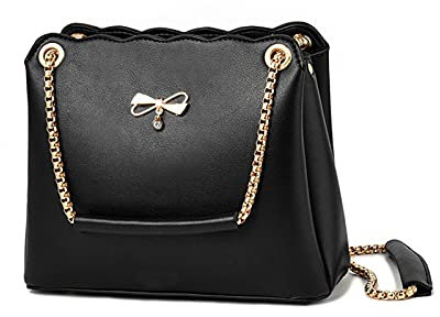 NICOLE & DORIS Tasche Frauen Klein Umhängetasche Damen Handtaschen Elegante Crossbody Bag Damen Handytasche PU Leder Schultertasche mit Kette Schwarz