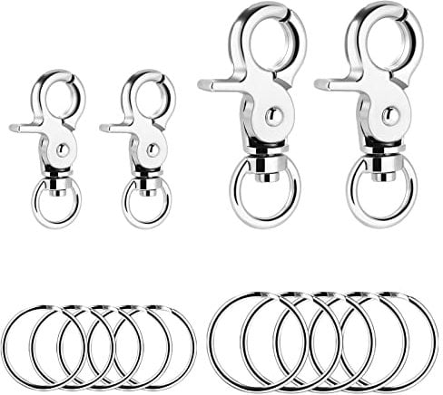 Cobee Erkennungsmarken-Clips mit Ringen, 4 Stück Erkennungsmarken-Clips mit 10 Stück Erkennungsmarken-Ringen für Hunde- und Katzenhalsband, Geschirr
