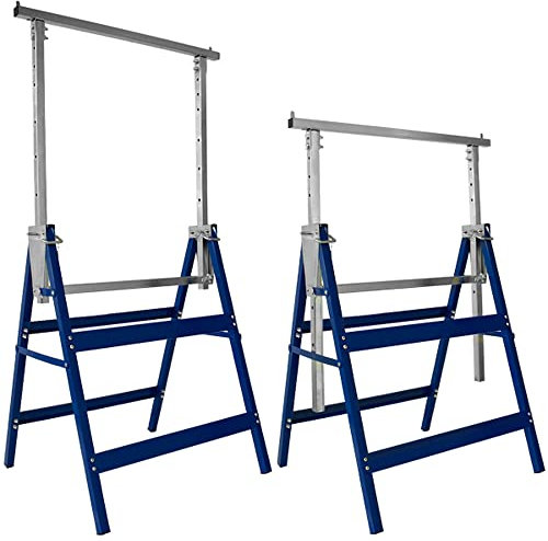 Deuba 2x Cavalletti da Lavoro Regolabili in 7 Altezze 81-130cm Portata 400 Kg Cavalletto Telescopico Pieghevole