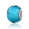 Nbsameng Glitzer Charme Perlen in Form einer Trommel aus Murano Glas Charms für Armbänder und Ketten für Damen, 928% Silber Anhänger,Blauer See