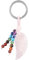 Nupuyai Rosenquarz Stein Engelsflügel Schlüsselanhänger Kristall mit 7 Chakra Heilsteine, Schutzengel Flügel Glücksbringer Edelstein Schlüsselring Glücksstein Amulett Taschenanhänger