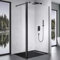 Mai & Mai Walk-In Duschwand für Dusche Duschabtrennung 100x200cm 8mm Klarglas mit 30cm Nebenteil ESG-Sicherheitsglas mit Nanobeschichtung Runder Stabilisator Bremen01K-Plus Schwarz