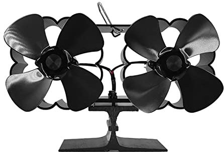 ATAAY Ventilateur de poêle à Double Moteur Ventilateur de cheminée à 8 Lames Poêle à Bois Silencieux Alimenté par la Chaleur Distribution Efficace de la Chaleur Cheminée Domestique