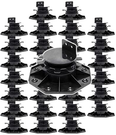 XPOtool Lot de 30x Plots de terrasse – Charge 2700 kg – Hauteur réglable 33-64 mm – en PP – Pieds de support pour Lames Dalles Lambourdes