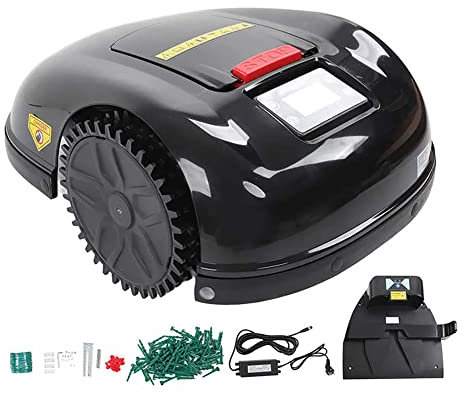 Roboter-Rasenmäher, automatisch ladender Roboter-Rasenmäher für Rasenflächen bis zu 3600 m², Schnittbreite 28 cm, APP-Steuerung, 12 Sprachoptionen, Diebstahlschutz, Überlastschutz, Druck-/Hebe