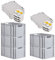 PROREGAL SuperSparSet 5x Eurobox NextGen Economy mit Scharnierdeckel & gelben Verschlüssen | Griffe offen | HxBxT 32x40x60cm | 65 Liter | Eurobehälter Transportbox Transportbehälter Stapelbehälter
