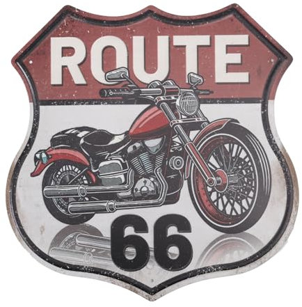 GLOBLELAND Letrero de metal vintage para motocicleta, diseño retro con texto en inglés Route 167.6 cm, decoración de pared de metal, divertido letrero decorativo de estaño, póster artístico, 30 x 30