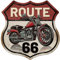 GLOBLELAND Letrero de metal vintage para motocicleta, diseño retro con texto en inglés Route 167.6 cm, decoración de pared de metal, divertido letrero decorativo de estaño, póster artístico, 30 x 30