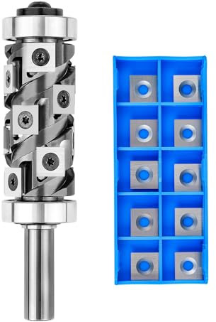 SpeTool Ober- und Unterlager-Fräser-Bit, 1/2-Zoll-Schaft mit 10 austauschbaren Hartmetall-Einsätzen, Holzbearbeitungsschablonen, Muster, Bits in Industriequalität, Trimmer-Schneidwerkzeuge