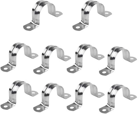 Leliafleury 10pcs 110mm Pipe Strap Clamps 304 Stainless Steel Pipe Clips U Shaped Pipe Straps Two Hole Tube Strap Tension Clips Saddle Clamps for Gas Pipe Water Pipe Hose