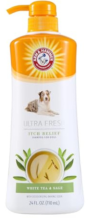 Arm & Hammer Ultra Fresh Oatmeal Dog Shampoo with Aloe for Itch Relief and Odor Control, Baking Soda Deodorizing Pet Shampoo for Dry Itchy Skin, Pump Bottle Dog Wash, White Tea & Sage Scent, 24 Fl Oz