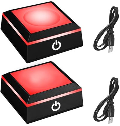 LED-Display-Sockel, runde/quadratisch, schwarze LED-Lichtsockel, mehrfarbige LED-Display-Basis für Kristalle mit empfindlichem Touch-Schalter für Glaskunst-Ornamente (quadratisch), 2 Stück
