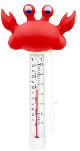 XY-WQ Floating Pool Thermometer, Large Size Easy Read for Water Temperature with String - Swimming Pools, Spas, Hot Tubs, Ponds (Crab)