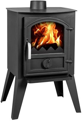 7,7 kW Holzofen BRUNO Kosta - Kleiner Kaminofen - Stahlofen mit Gusseisen-Tür