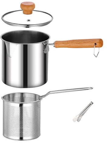 perfk Olla freidora casera, Olla para freír Tempura Japonesa para Cocina, Camping, Seca, Colador de Tapa de Olla
