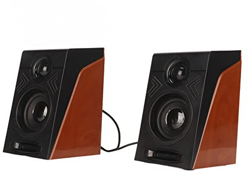 Lazmin112 Computer Speakers, 3.5mm USB Powered Desktop Speakers with Stereo Sound Enhanced Bass, Wired Volume Control, for Laptop TV Monitor Tablet Phone