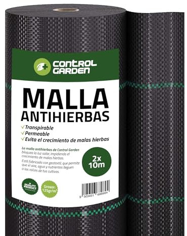 Control Garden Malla Antihierbas 2 x 10 m Groso 125gr | Malla Anti Malas Hierbas y Maleza para Jardín, Huerto, Cesped | Lona Antigerminante Transpirable, Permeable y Resistente