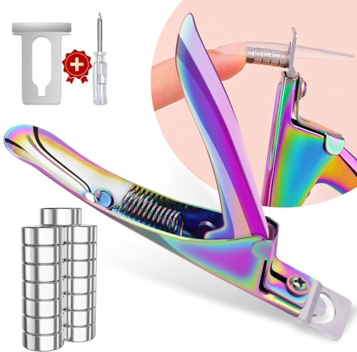 Chameleon Metal Premium Adjustable Nail Clippers with Magnet Sizers for Acrylic Nails, Professional Stainless Steel Fake False Nail Tip Clipper Cutter Trimmer, Manicure Tool for Salon Home Nail Art