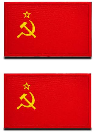 2 St. Sowjetunion USSR Flagge Patch - Taktisch Nationales Emblem, Bestickter Aufnäher mit Verschluss, Militär Bänder für Reisen Rucksäcke Kleidung Uniform Weste Armband