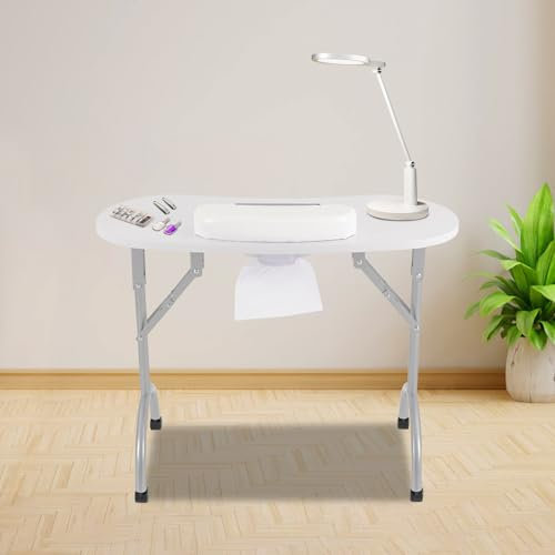 Mesa de manicura con ventosa, mesa de uñas plegable, portátil, moderna, técnico de uñas, mesa de manicura, mesa de manicura portátil, mesa de manicura, estación de uñas, plegable, banco de trabajo de