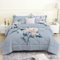 Linfye Bettdecke 240x220 cm, Blaue Blume Bettdecke 220x240 4 Jahreszeiten, Grüne Pflanzen Steppdecke Waschbar Bettdecken, Vierjahreszeiten Schlafdecke Ganzjahresdecke mit 2 Kissenbezug 80x80cm