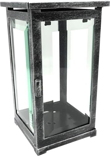 Hochwertige Grablaterne, Grablampe mit Facettenglas modern, 21 cm (Alufarben)