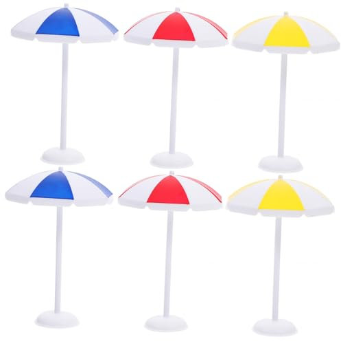 Happyyami 6piezas Mini Sombrillas De Playa Decorativas para Casa y Jardín Accesorios De Fiesta De Hawaii y Decoración De Pasteles para Acuarios y Terrarios