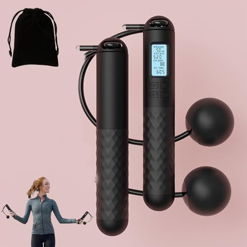 Skipping Rope With Counter, Skipping Rope With Counter (Gravity Ball With/Without Rope), For Lose Weight, Burn Calories, Gravity Ball Jump Rope, Jump Rope With Counter, Fast Shape (Black)