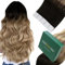 Easyouth Balayage Tape in Extensions Echthaar Schwarz Echthaar Tape in Extensions Schwarz Balayage Aschbraun Hellblond Haarverlängerungen Echthaar Tape Invisible 35cm 40g 20pcs #1B/8/22