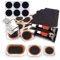 Kit de RéParation Pneus de véLo - Kits de réparation, avec 24 de Vulcanisation Rustine, pour rustine véLo Chambre a air, VTT, Pneu Moto, Les vélos de Route et de Montagne et Caoutchouc (Black-1)