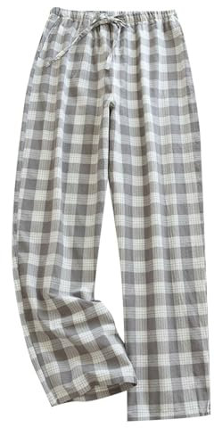 Vêtements pour la Maison pour Hommes Pantalons de Maison Pantalons de Pyjama en Coton lavables Pantalons de Maison à Carreaux Japonais Minces en Coton Printemps, en Automne et en été, Peignoir Couple
