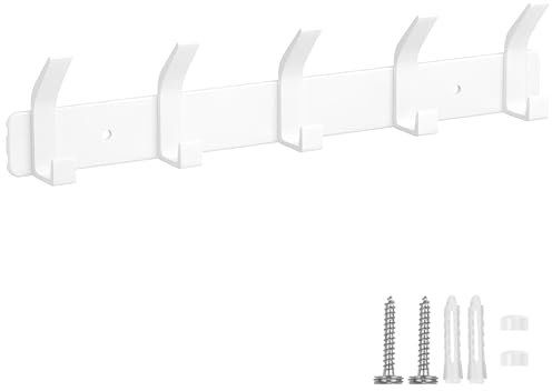 Eucomir Appendiabiti da Parete, Appendiabiti da Muro con 5 ganci, Attaccapanni da Muro Moderno per Cucina, Camera da Letto, Ufficio, Bianco Perla
