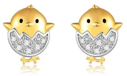 18 Karat Gold Vergoldete Hühnerohrringe S925 Sterlingsilber Hühner Ohrstecker für Frauen süßer Hühnerschmuck für Hühnerliebhaber