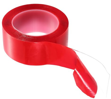 QUARKZMAN Cinta Adhesiva de Doble Cara Nano Tape 16.4FT x 2 x 0.04 Cinta de Montaje Transparente Removible Multiusos Lavable Impermeable para Colgar Cuadros con Revestimiento Rojo Pósters