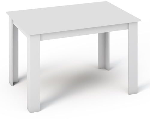 MATKAM Tisch Kongo H 75 x B 120 x T 80 cm, Schlichte, geradlinige Optik, laminierte Möbelplatte, Kratzfest, wasserabweisend, fleckenabweisend (Weiß)